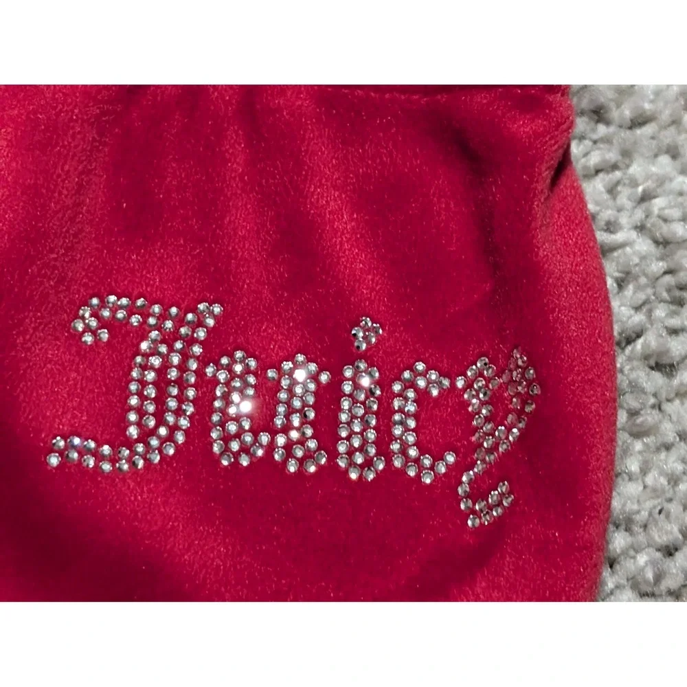 Juicy Couture Velour Tracksuit Set Red Rhinestone Crewneck Sweatshirt Pants‎ L - Picture 10 of 14